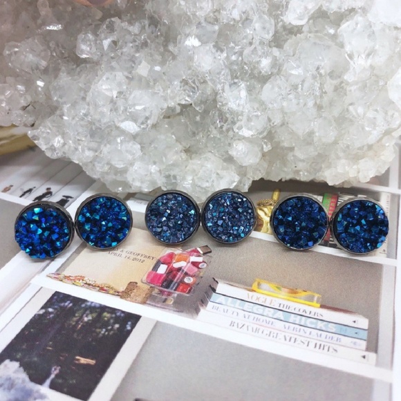 Baby Blue Druzy Earrings - Picture 3 of 3